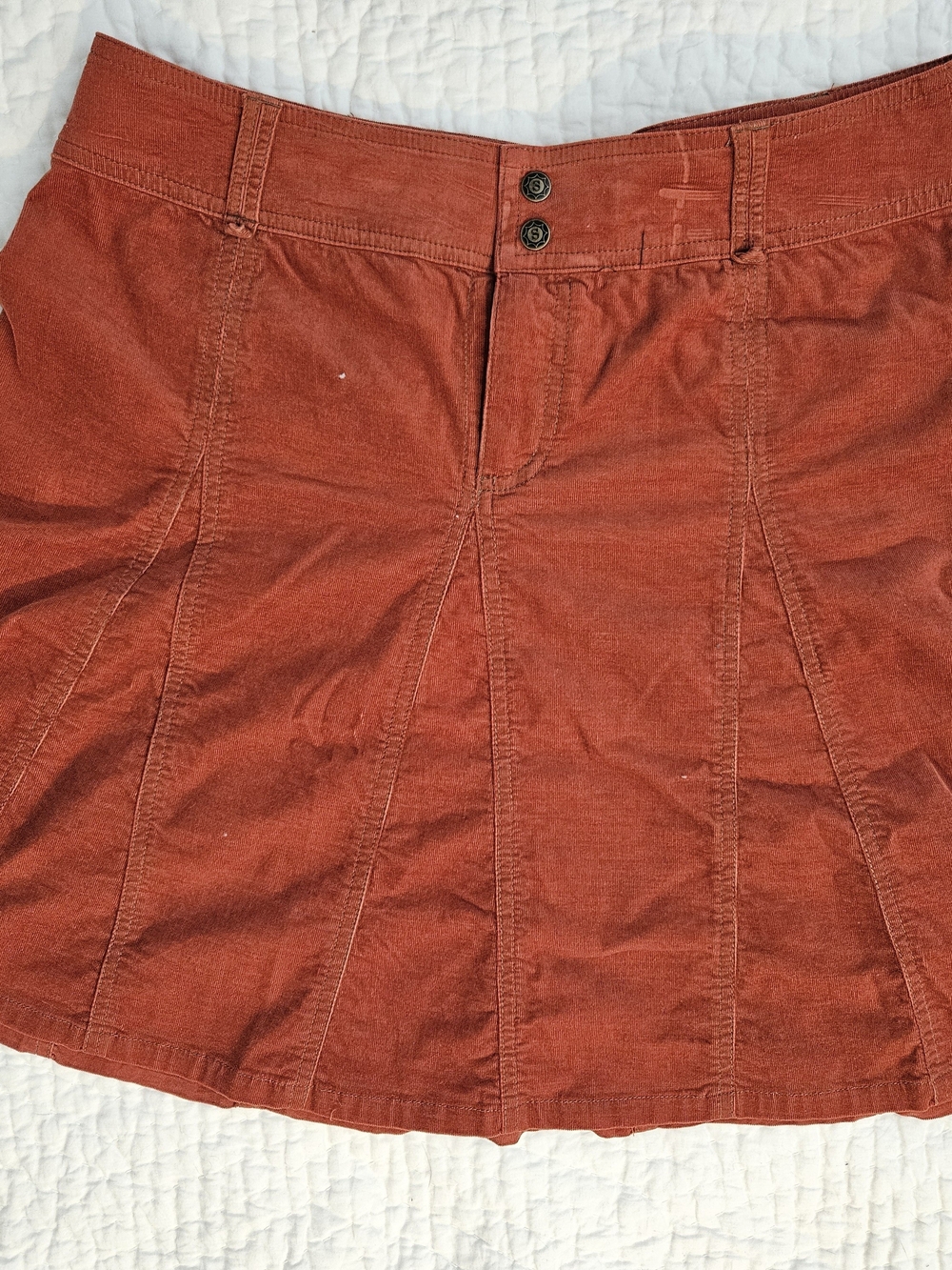 sahalie Corduroy Mini Skirt in Rust Orange